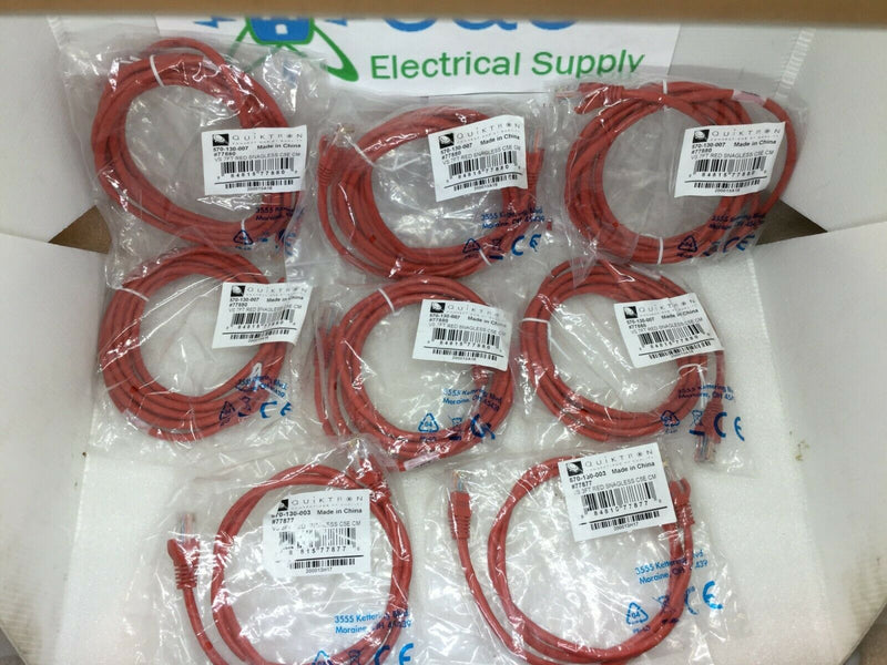 (8) CAT5e Ethernet Cable Lan Computer Network CAT5 RJ45 Internet Red Patch Cord