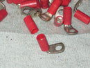 (65) Thomas Betts Red Insulated Ring Terminal Wire Gauge 8 Awg 1/4" Hole 90 Deg
