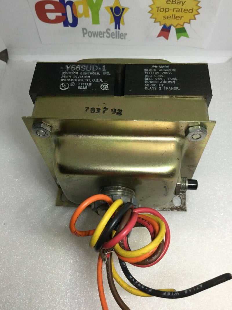 Johnson Controls Y66sud-1 Transformer 208/240 Hv 25 Lv 75va Manual Reset