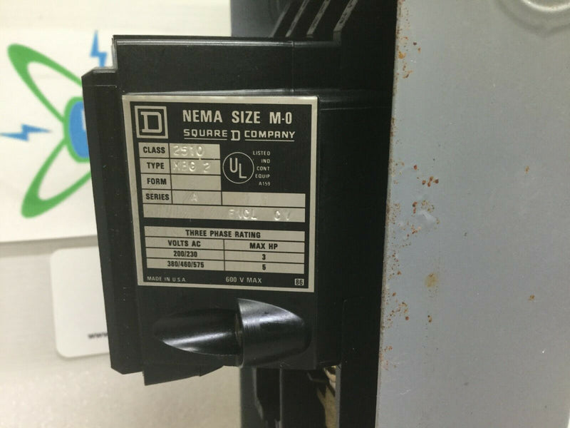 Square D Manual Starter Stop Switch M-0 Class 2510 Mbg2 W/ Enclosure