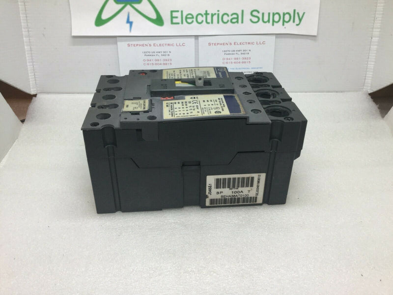 General Electric Seha36at0100 3 Pole 100a Ge Circuit Breaker W/100 Amp Plug