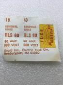 (Lot Of 9) Gould Rls60 60a 600v Renewable Renewal Fuse Link (Bin2)
