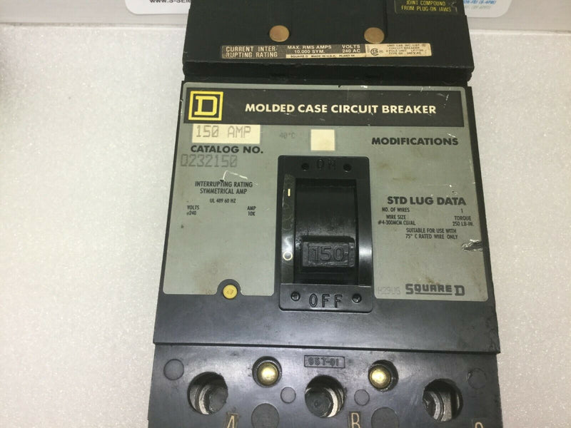 Square D Q232150 150 Amp 240v 3 Pole Molded Case Circuit Breaker