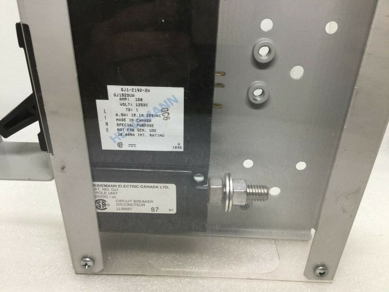 Heinemann GJ1-Z192-ZW 150 Amp 1 Pole 125V Circuit Breaker