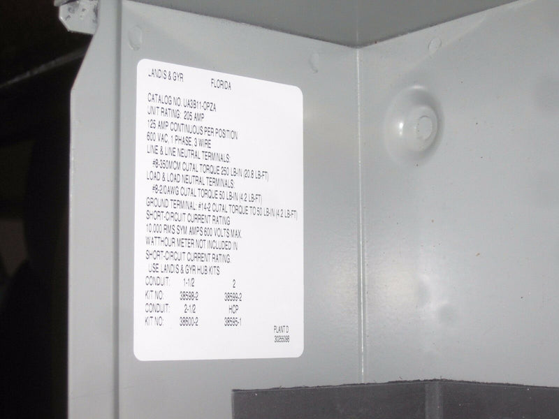 Siemens Landis Gyr Ua3b11-0pza 3 Position Metering System Box 1 Pole 125 Amp Per