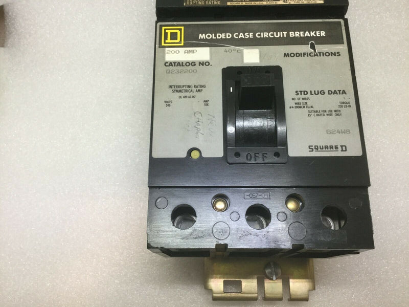Square D Q232200 3 Pole 200 Amp 240v Molded Case I Line Circuit Breaker Q2-32200