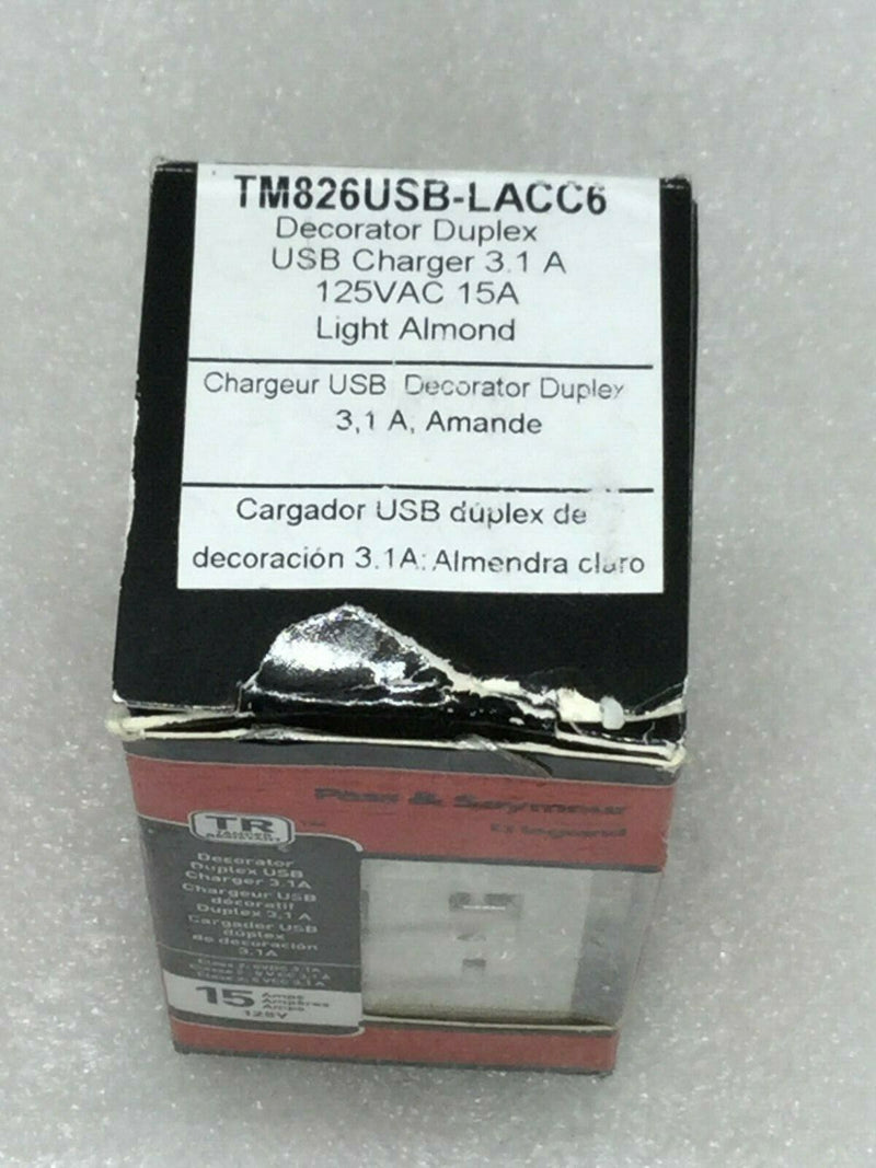Legrand TM826USB-LACC6 Decorator Dublex USB Charger 3.1a 125vac 15A Light Almond
