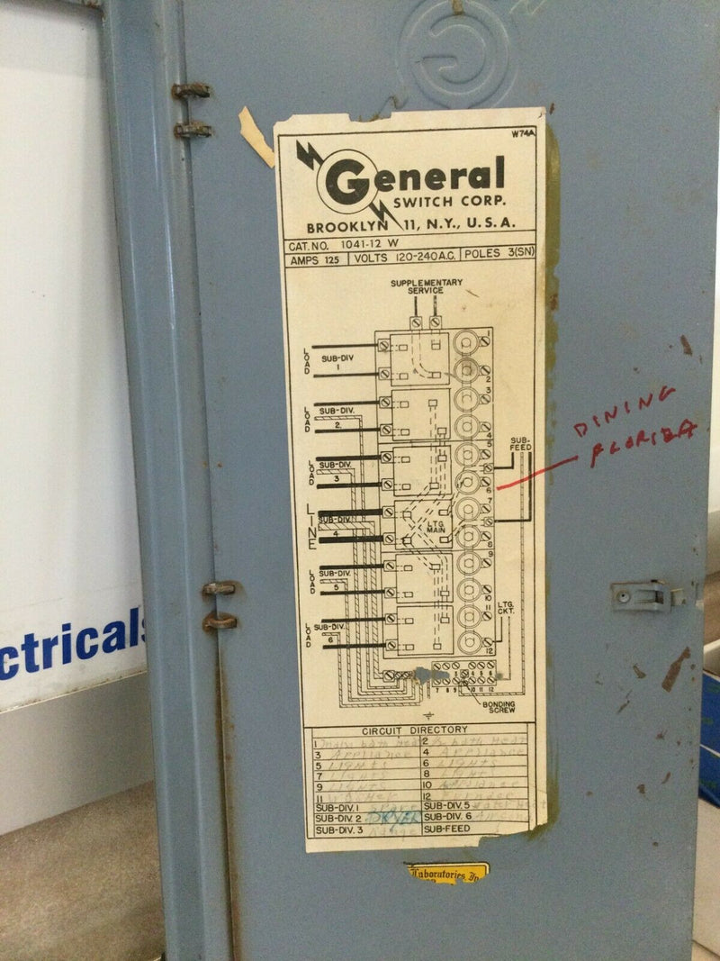 General Switch Corp 1041-12 W 125a 120-240ac Panel Door