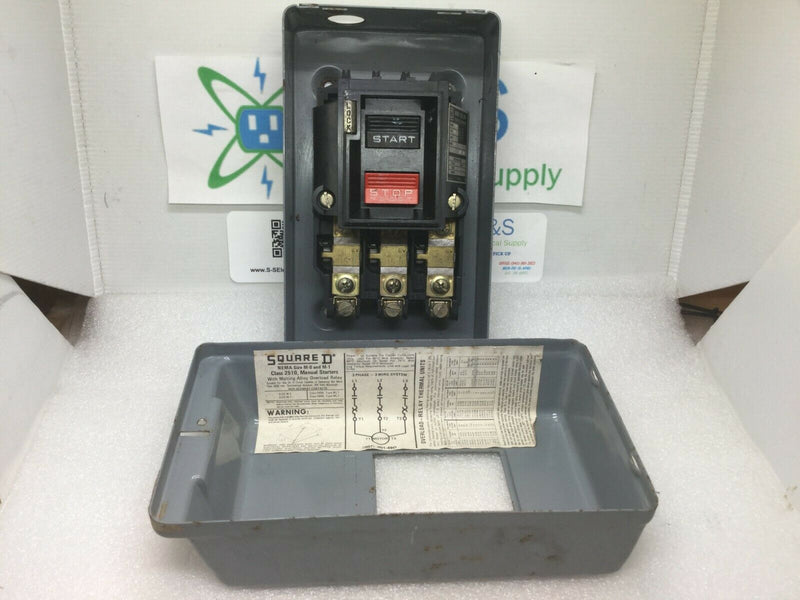 Square D Manual Starter Stop Switch M-0 Class 2510 Mbg2 W/ Enclosure