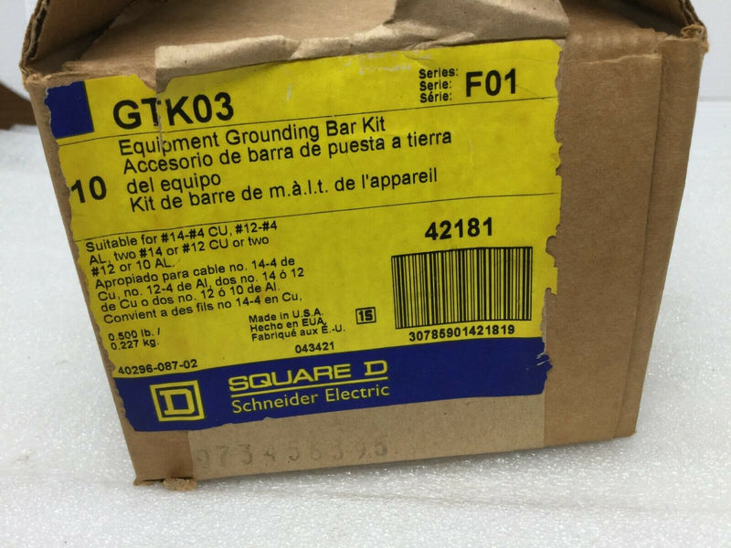 (10) Square D GTK03 Equipment Grounding Bar Kit