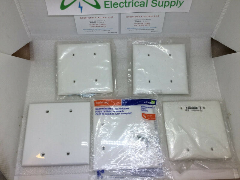 (Lot Of 4) Leviton Plastic Blank 2 Gang Wall Plate Cover 4-1/2 In. Plastic