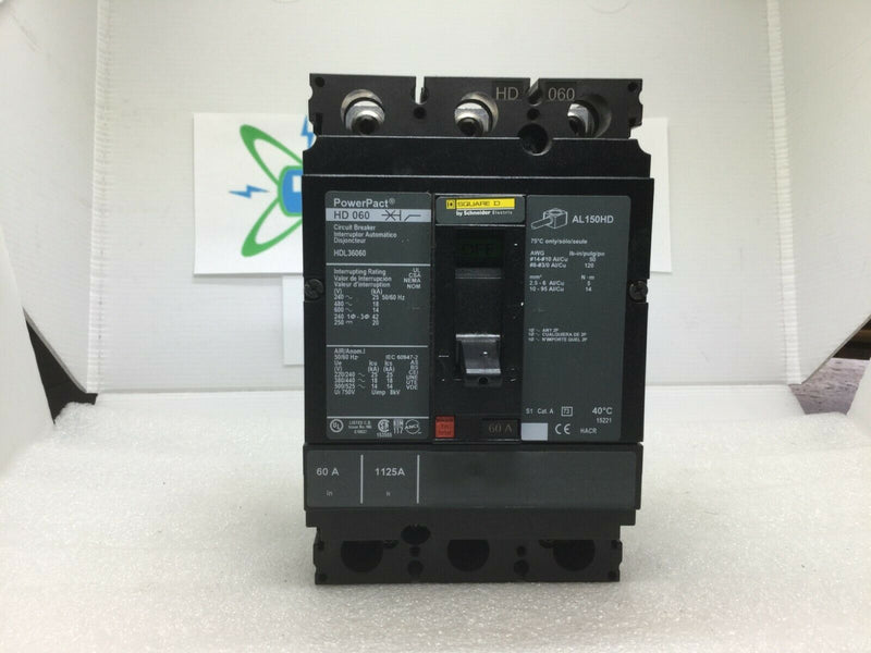 Square D Hdl36060 Powerpact Circuit Breaker 3 Pole 60 Amp 600v