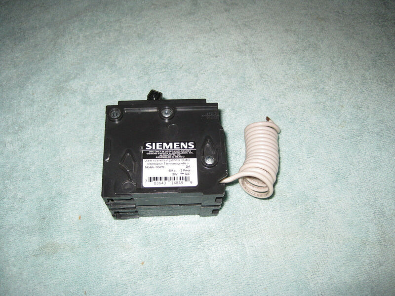 Siemens Qg220 Breaker, 20a, 2p, 120vac, 10 Kaic, Type Qg, Switched Neutral