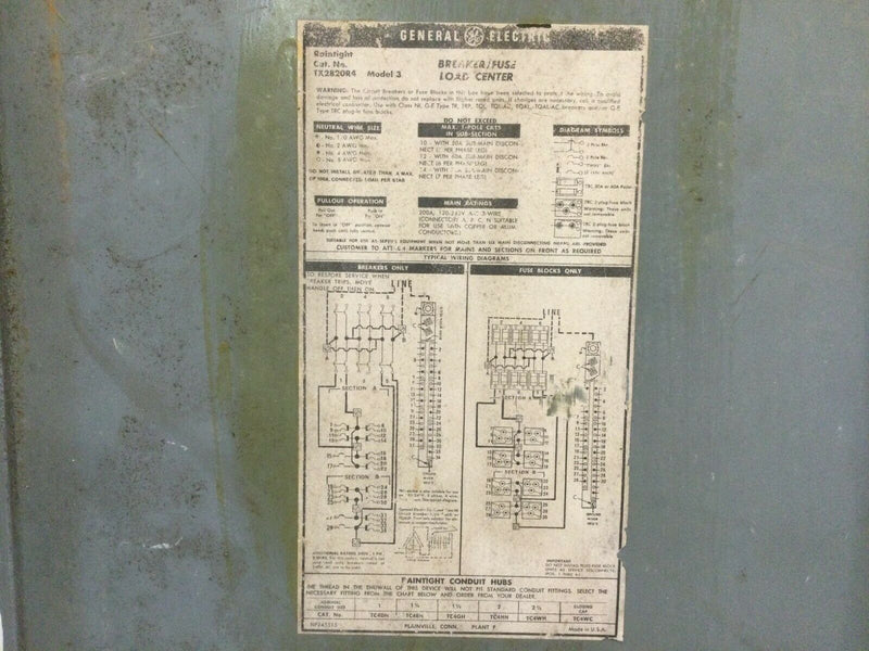 General Electric, Ge Tx2820r4 Model 3 Panel Cover Nema3r Door