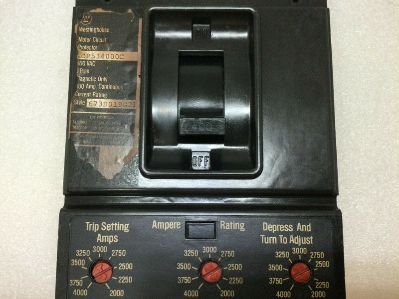 Westinghouse Mcp534000c Molded Case Circuit Breaker 400 Amp 3 Pole 600 Volt