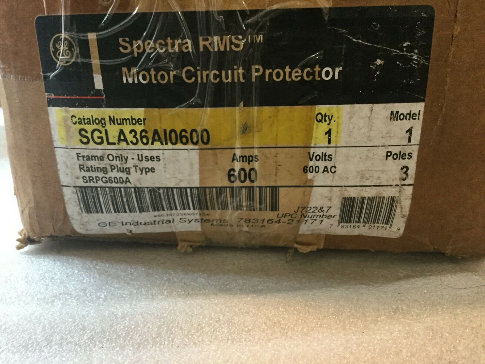 Interruttore GE SGLA26AT0400 &ndash; Serie Spectra &ndash; 400A 600V Trifase &ndash; Nuovo, Mai Usato