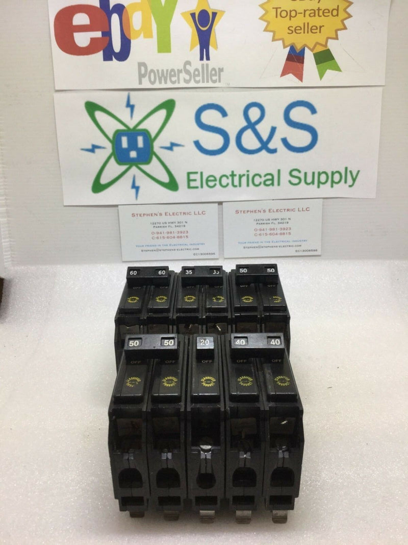 Lot Of 6 (1) 235, (2) 250, (1) 120, (1) 260, (1) 240 Amp Breakers Qo Style