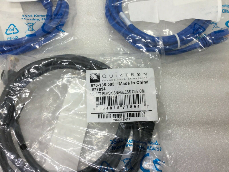 (3) 6ft Network Patch Cord  Cat5e Stranded Snagless Black And Blue