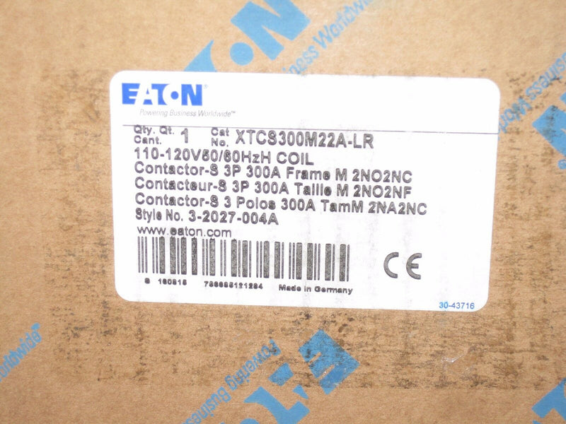 Eaton Cutler-Hammer Magnetic Contactor  120vac Coil 3 Phase 300 A Xtcs300m22a-Lr