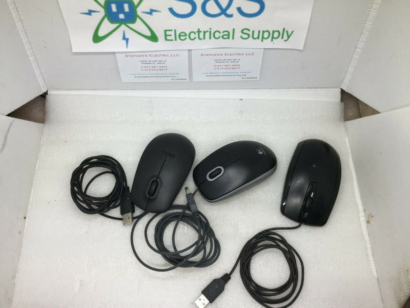 Logitech, Dell, Hp Usb Mouse Lot Of 3