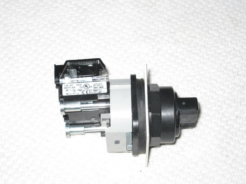 Allen Bradley 800tc-Xa Contact Block With Knob And "Cycle" Backer