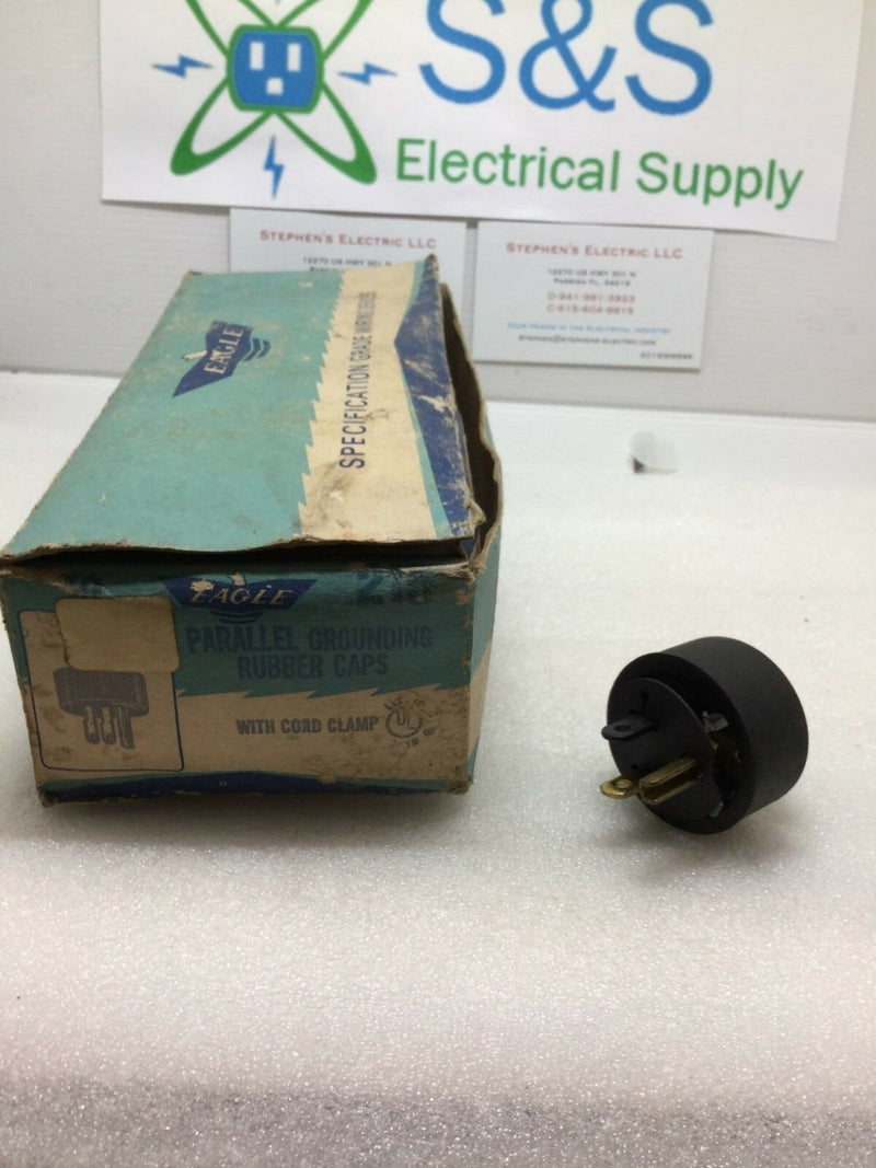 New 15a Or 20a Grounding Rubber Caps W/ Cord Clamps Eagle Electrical Plugs Bin2