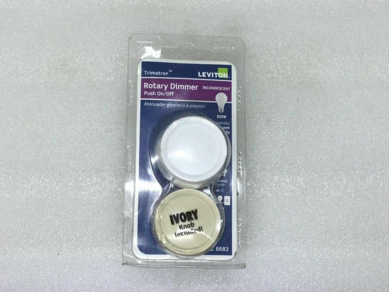 Leviton Trimatron Rotary Dimmer Push On/Off 6683-Iw