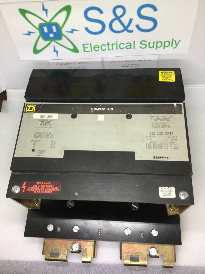 Sl 800 System Square D SL800 3 Pole 800 Amp 600 Vac Series 2 Sub-Feed Lug Circuit Br