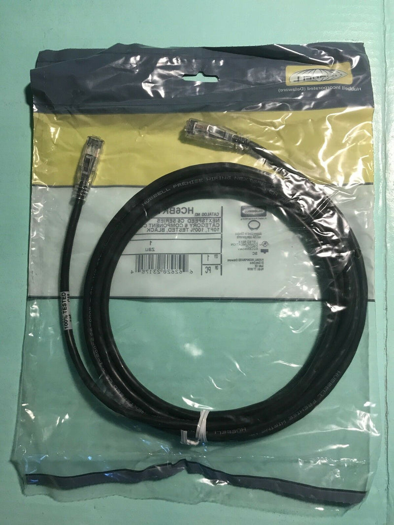Hubbell Premise Wiring Hc6bk10 Patch Cord, Cat6, 10ft, Black