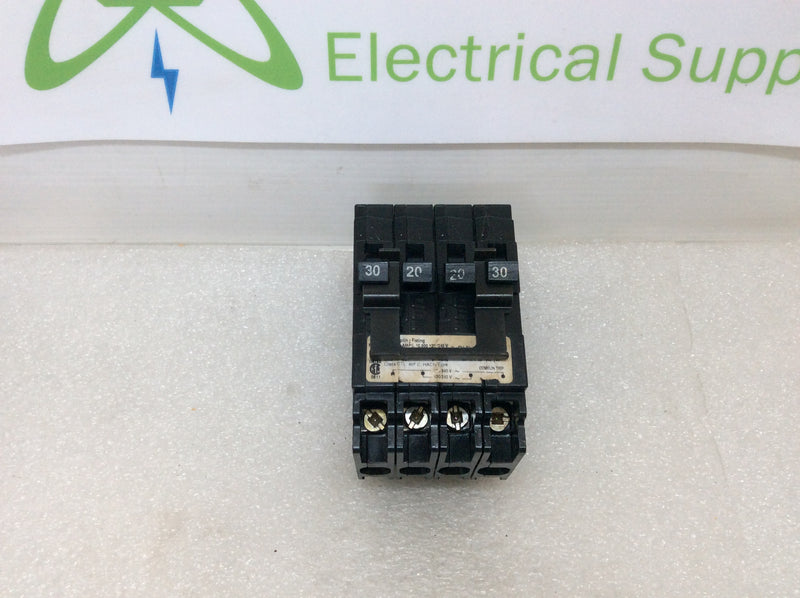 Siemens Q23020CT2 30/20/20/30 Amp 4 Pole 120/240V Circuit Breaker