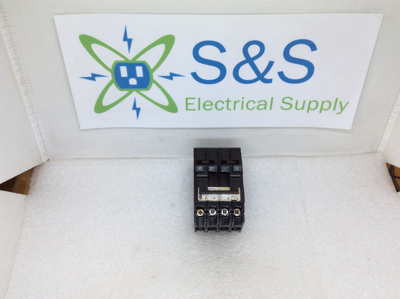Siemens Q23020CT2 30/20/20/30 Amp 4 Pole 120/240V Circuit Breaker