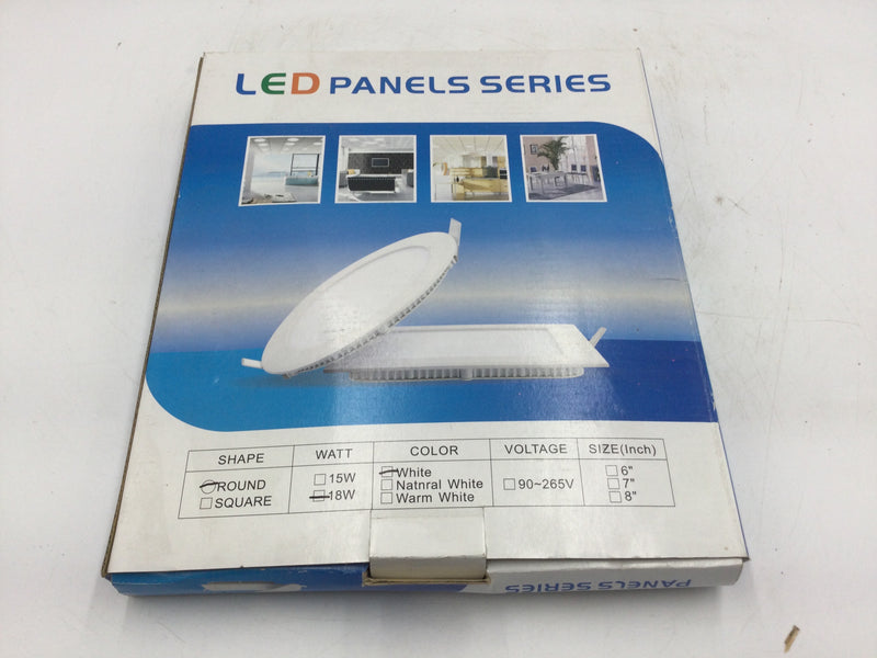 LED Panel Series 8" Round 18W White 90/265V