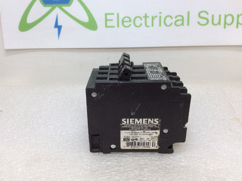 Siemens Q21530CT 15-30 Amp 120/240v 4 Pole Type QT Circuit Breaker