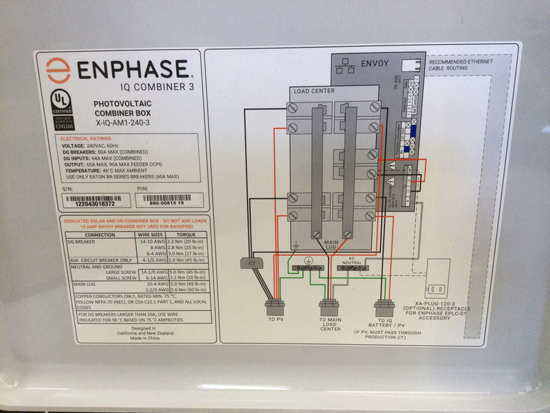 Enphase, Iq Combiner Box 3, With Iq Envoy, X-Iq-Am1-240-3