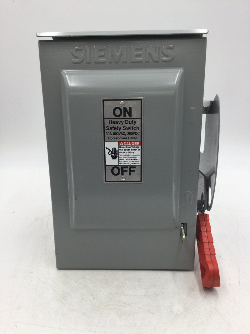 Siemens HNF361R 30 Amp 3 Pole 600V Non-Fused Heavy Duty Safety Switch