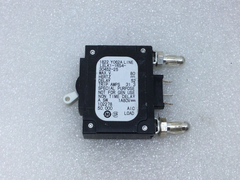 Airpax 25 Amp 80V 1 Pole Bullet Breaker LELK1-1RS4-30452-25