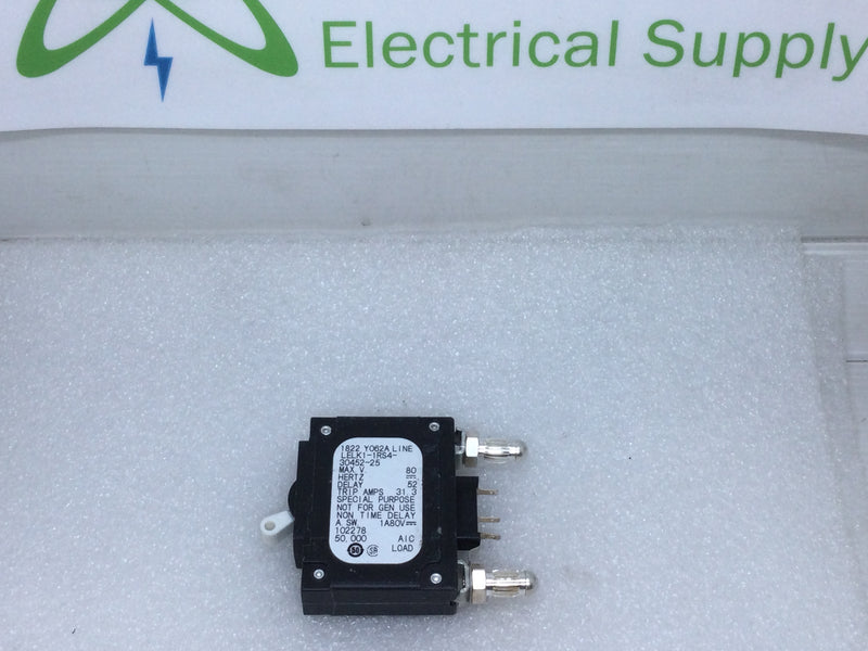 Airpax 25 Amp 80V 1 Pole Bullet Breaker LELK1-1RS4-30452-25