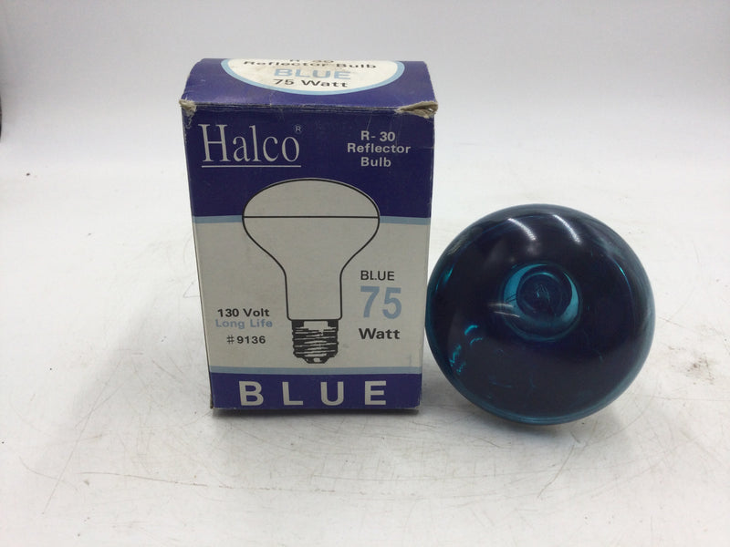 Halco 9136 R-30 Reflector Bulb Blue 75W Long Life 130V