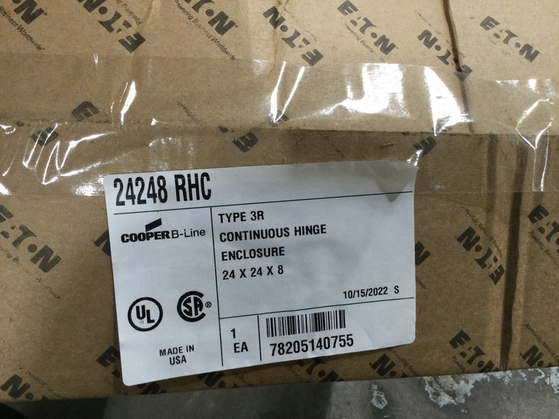 Cooper Eaton 24248 RHC B-Line Series Type 3/3R Panel Enclosure 24" x 24" x 8"