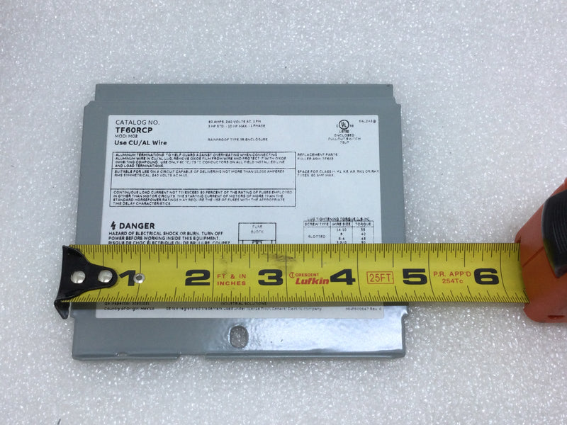 GE General Electric TF60RCP Air Conditioner Disconnect Fusible 60 Amp