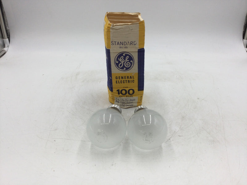 General Electric Standard 100W Bulbs Average Life 750 Hours 1750 Lumens