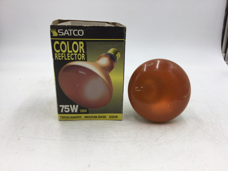 Satco S3239 75R30/Amber 75W 130V Medium Base Color Reflector Indoor