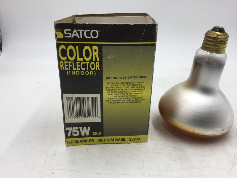 Satco S3239 75R30/Amber 75W 130V Medium Base Color Reflector Indoor