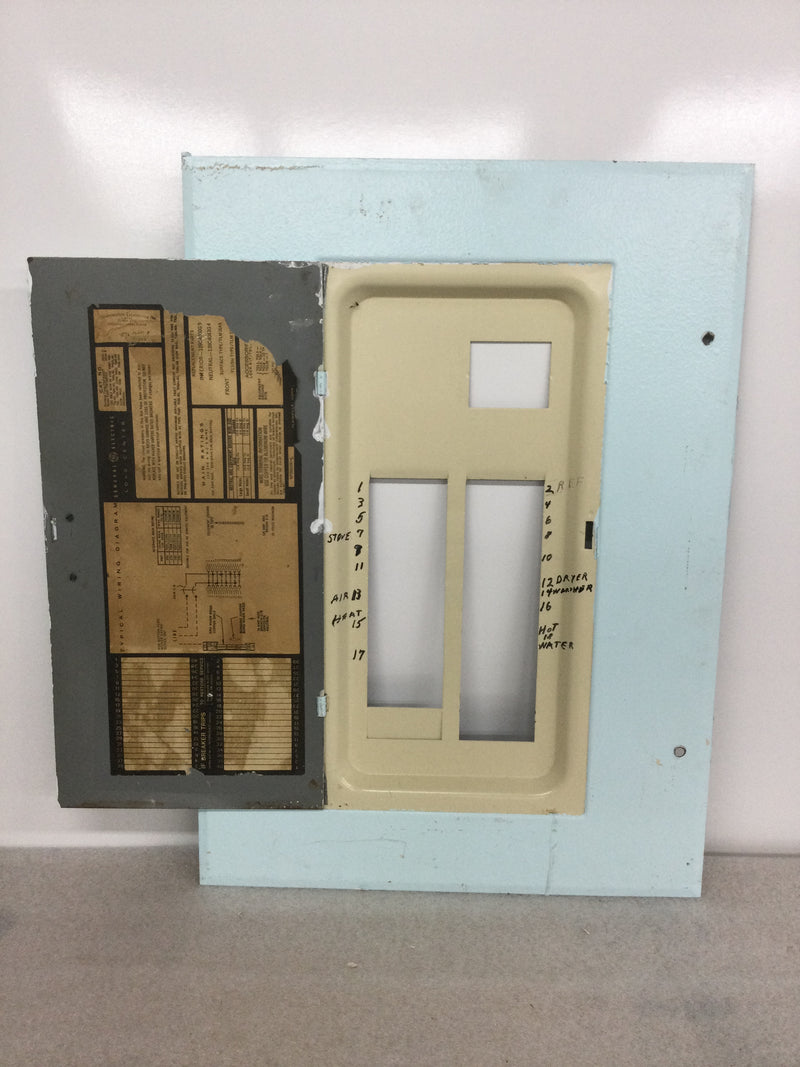 GE General Electric TM1620ST/FT 200 Amp 120/240v 3 Wire 40 Spaces Load Center Cover 21 1/4" x 15 3/8"