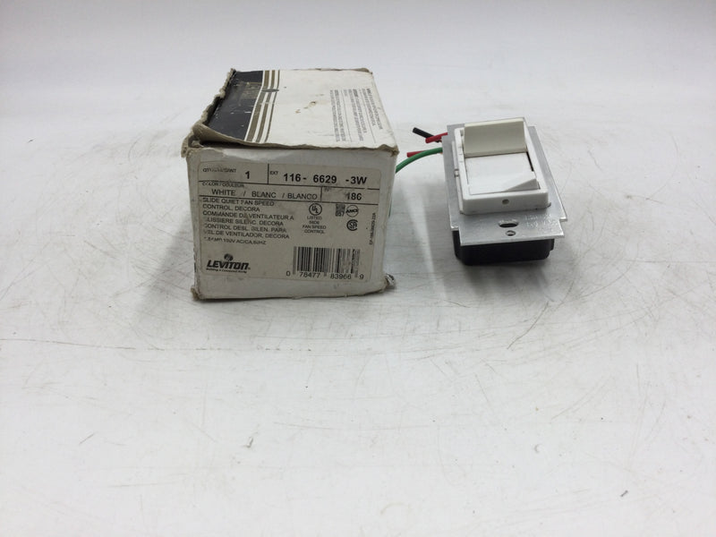 Leviton SureSlide 6629-3 1.5A 120V 3-Way 3-Speed Quite Fan Control