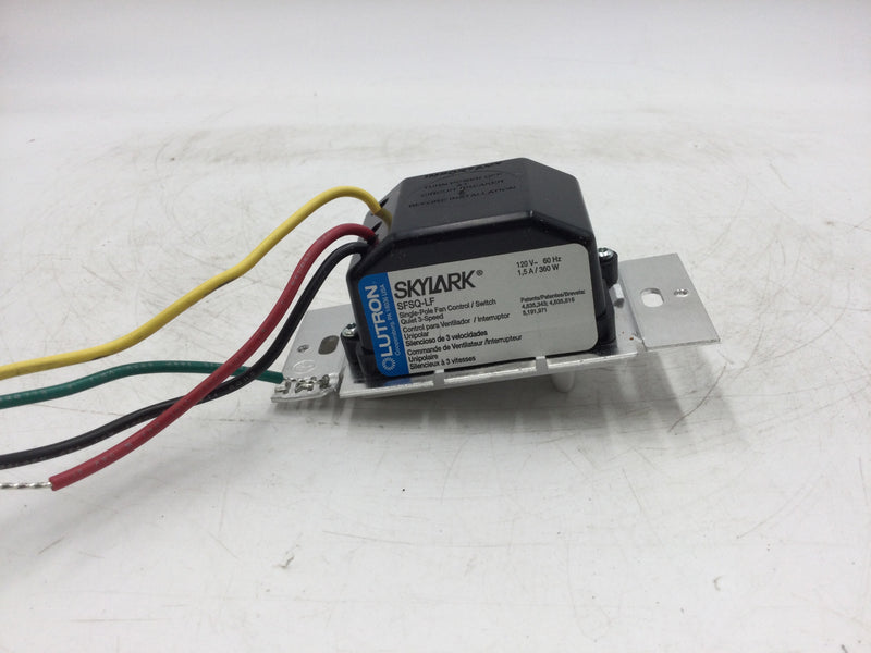 Lutron SFSQ-LF-WH 1.5A 120V 360W Dimmer 1-Pole 3-Way Fan Speed Control Quite 3-Speeds