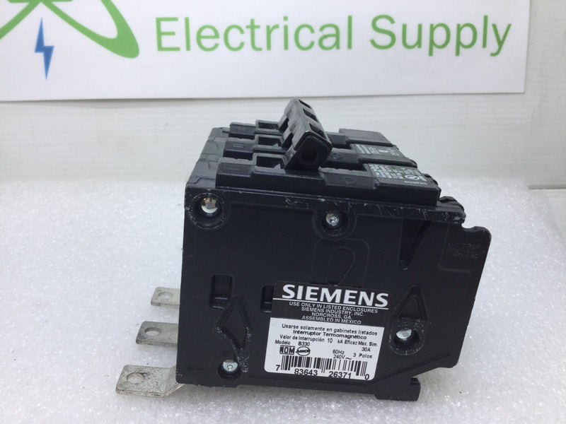 Siemens B330 3 Pole 30 Amp 240 Volt Type BL Circuit Breaker