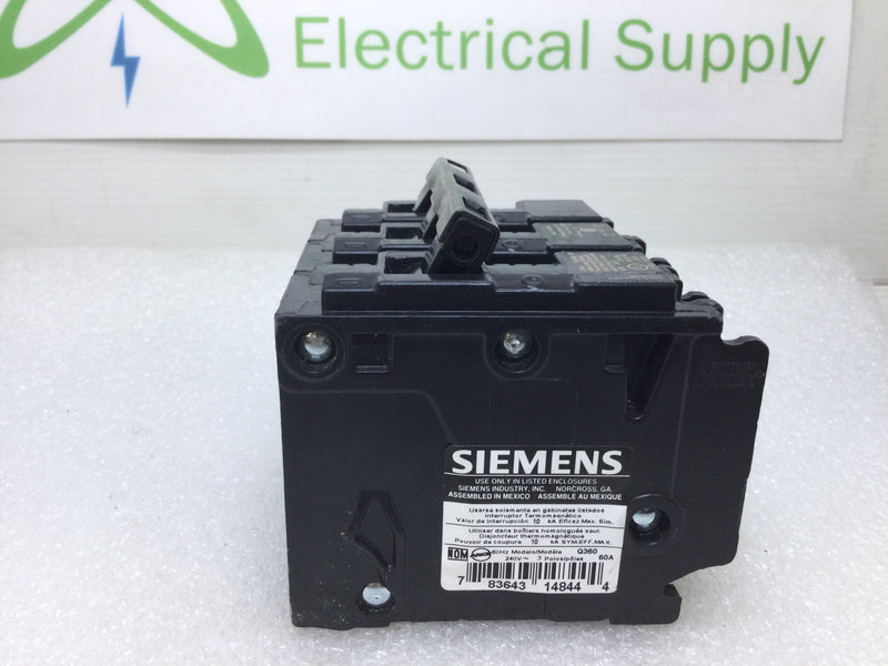 ITE Siemens Q360 Type QP 60 Amp 240/208 Volt 3 Pole Circuit Breaker