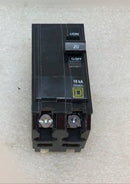 Square D QOB220 20 Amp 2 Pole 120/240V Breaker - Yellow Face