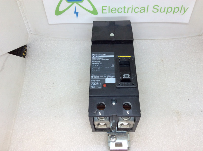 Square D QDA220701 2 Pole 70 Amp 240v PowerPact I Line Circuit Breaker